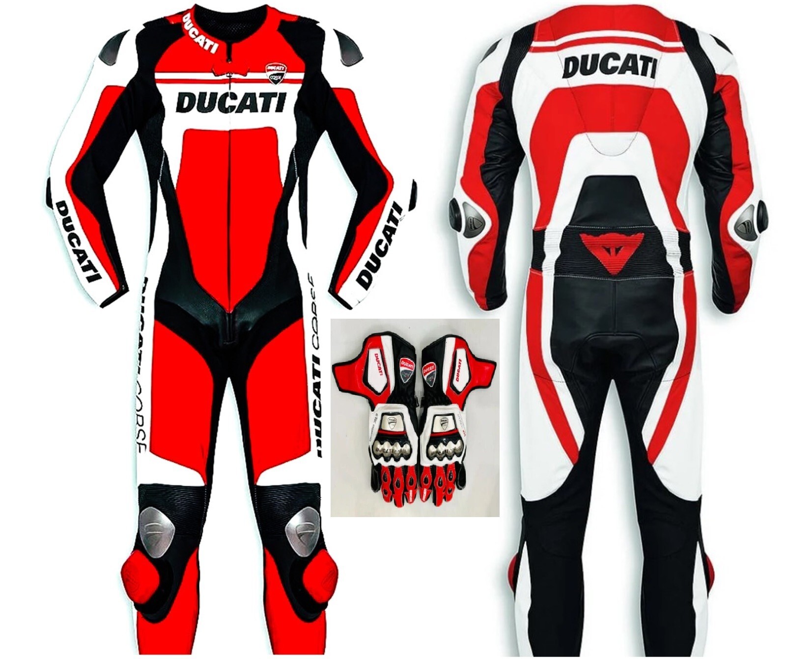 Trajes de cuero de motocicleta DUCATI hechos a medida Traje y guantes de carr...