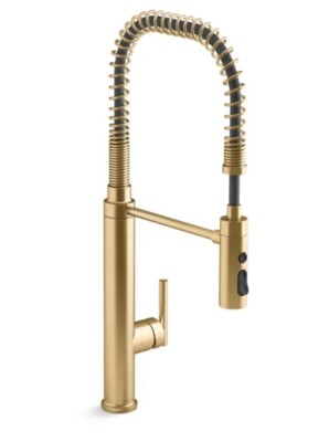 #ad Kohler Purist K 24982 2MB PreRinse Kitchen Faucet Brushed Moderne Brass $775 Box $520.60