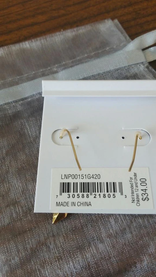 Ralph Lauren Lauren Womens Girls Small Gold Tone Drop Hexagon  Earrings NWT $ 34 - Image 3 of 4