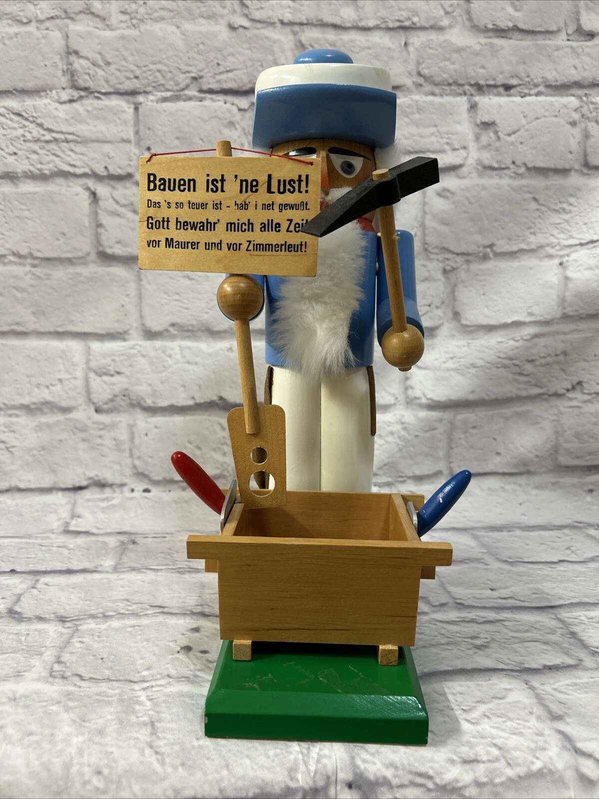 Vintage Steinbach Bricklayer Mason Traditional Wood German Nutcracker - S690