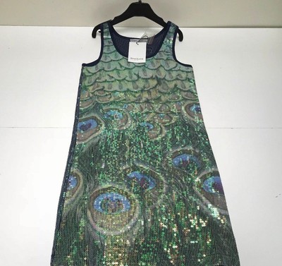 Dino e Lucia New Girls Teen PEACOCK PRINT STRETCH DRESS Sz: 16 RTL: $230 P984