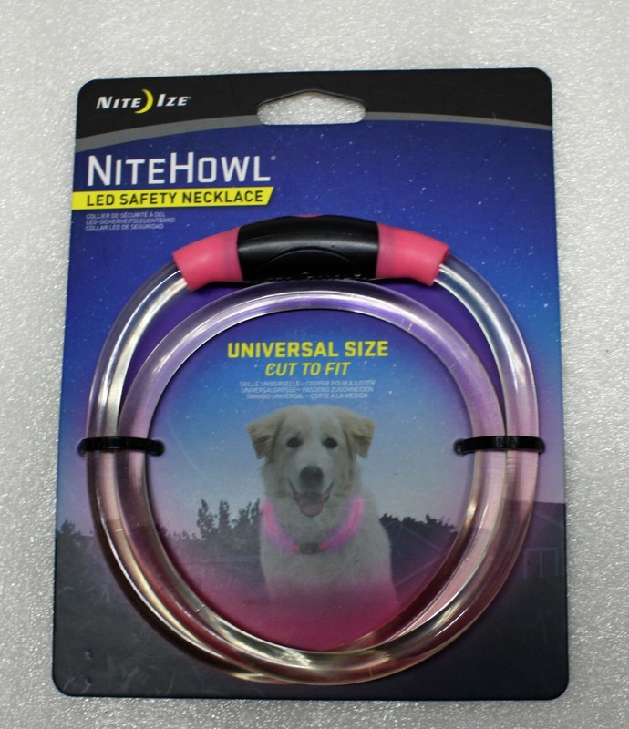 Nite Ize NiteHowl LED Safety Necklace Pink Dog Collar 12"-27" Weather Resistant