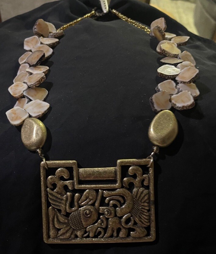 Natural Agate Slice Stone Statement Necklace With… - image 3