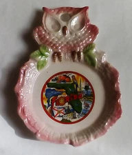 Vintage American Florida retro owl ceramic spoon rest or wall hanging 70s decor 