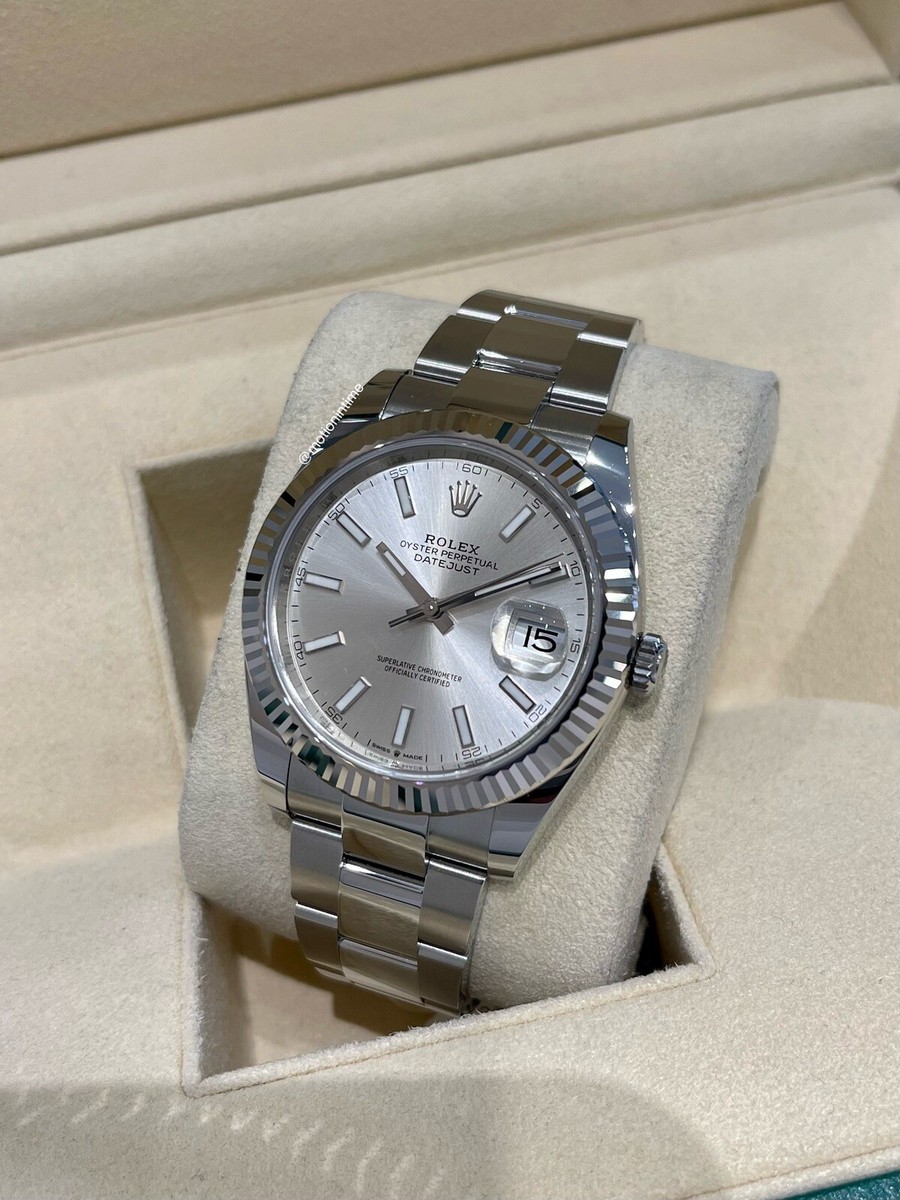 c-40420-5-kt！ Rolex 126334 Datejust 41mm, W/G Fluted Bezel, Silver Dial