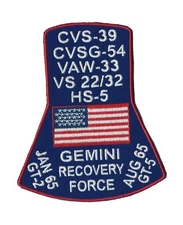 NASA US Navy CVS-39 Gemini 2 & 5 space program recovery ship force patch
