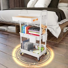 3 Tier Rolling Utility Cart with Drawer - Multifunctional Storage Organizer for