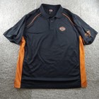 Harley Davidson Polo Shirt Mens 2XL Black Orange Colorblock Cartersville Dealer