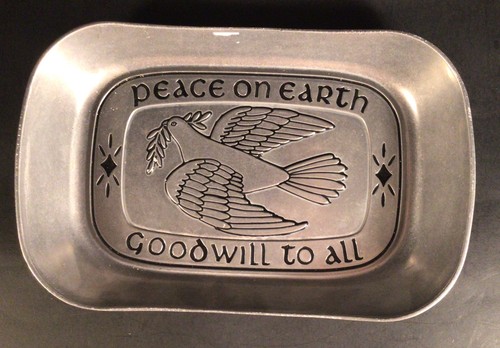 Wilton Armetale “peace on earth goodwill to all” Dove Bread Tray, #601022 - Picture 1 of 4