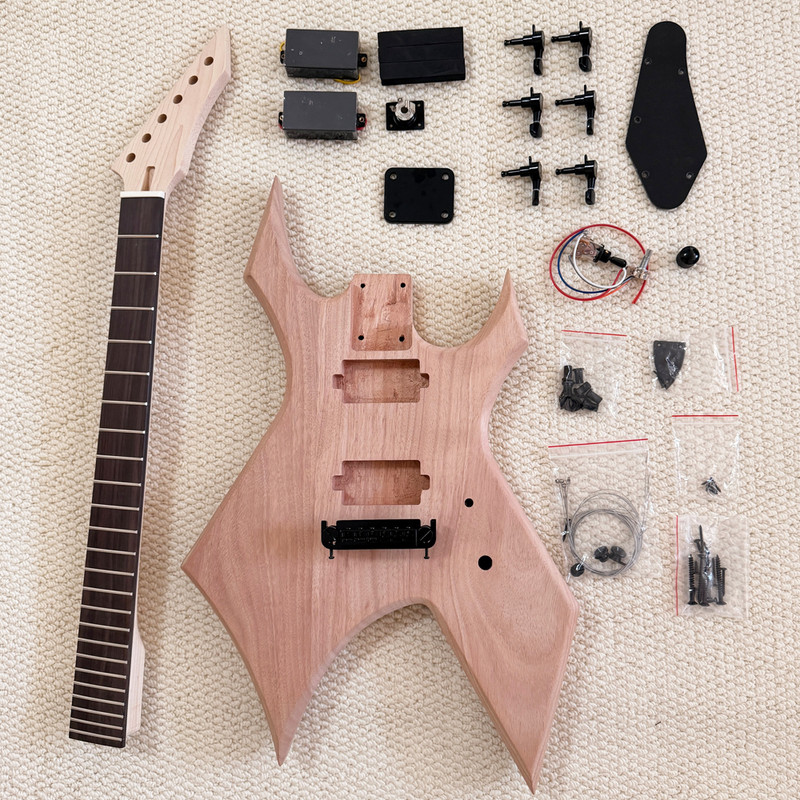 DIY BC Rich Warlock Electric Guitar Kit Double Humbucker Pickups BK part bolt-on