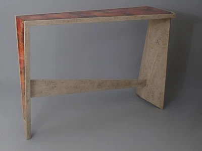 Console design MDBV création , ASH & FIRE , bois et verre églomisé . N° 1/2 - Photo 1/4
