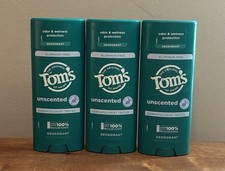 Tom  s of Maine Unscented Natural Deodorant Aluminum Free 3.25 oz Lot of 3