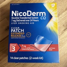 NicoDerm CQ Nicotine Patches Stop Smoking 7Mg Step 3 14 Ct   EXP : 12/26 