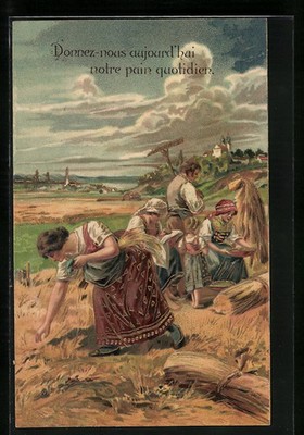 Embossed Lithograph Donnez-nous aujourd ́hui notre pain quotidien 1908 