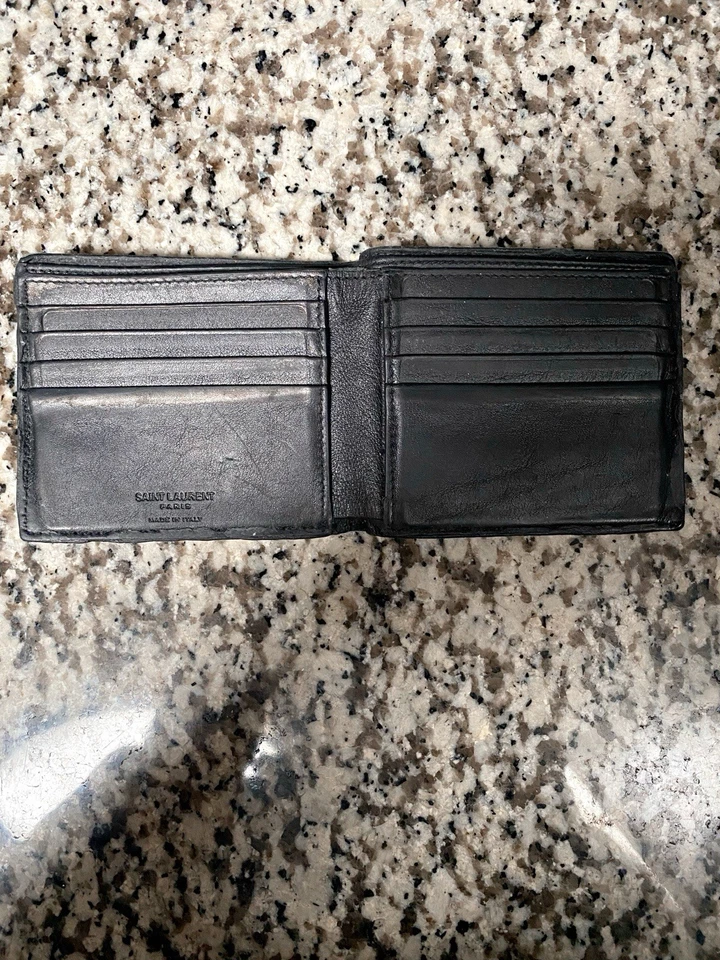 Saint Laurent Monogram Embossed Leather Bifold Luxury Wallet YSL Made in Italy - Image 2 of 3