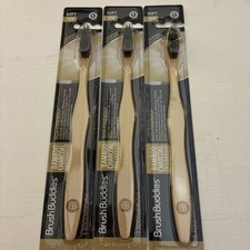 Brush Buddies Bamboo Toothbrush Charcoal Infused Soft Bristles, Eco-Friendly 3x