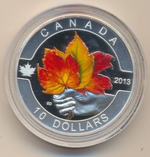 Canada: 2013 QEII $10 1/2oz 9999 Coloured Silver O Canada Series - Maple Leaf
