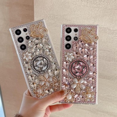 Girly Ring Holder Bling Diamonds TPU Phone Case For Sony Nokia Nothing Phone