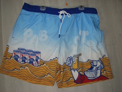 Pabst Blue Ribbon Swim Trunks Board Shorts 7.5 Inseam Men's SIZE 2XL NEW 44/46