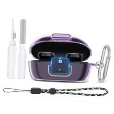 Secure Lock Case for New Bose QuietComfort Earbuds Case 2024 , Clear Purple