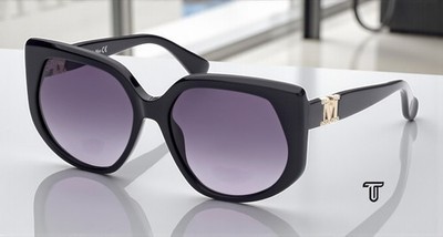 MaxMara MM0013 01B Shiny Black Gradient Smoke Plastic 58 mm Women's Sunglasses