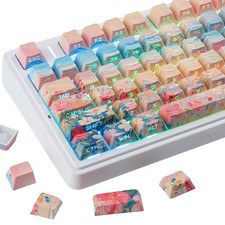 PBT Flower Ocean Keycaps Side Printed Shine Through Cherry Profile MX Switch