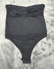NEW/NWOT Womens Black Stretch Strapless Bandeau Bodysuit Leotard Snap Crotch XS