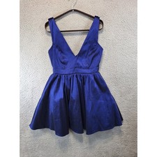 Windsor Royal Blue Deep V-Neck Fit & Flare Dress Womens Medium Party Feminine