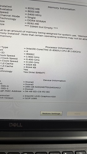 DELL LATITUDE 7300 I5-8365U 1,6GHz | 8Go RAM | 256Go SSD | BAT EXCELLENTE | W11 - Photo 6/6