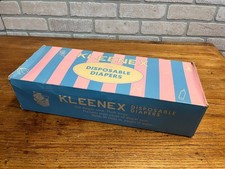 RARE Vintage 1960s Kleenex Disposable Diapers FULL NOS Sealed Box Pink Blue