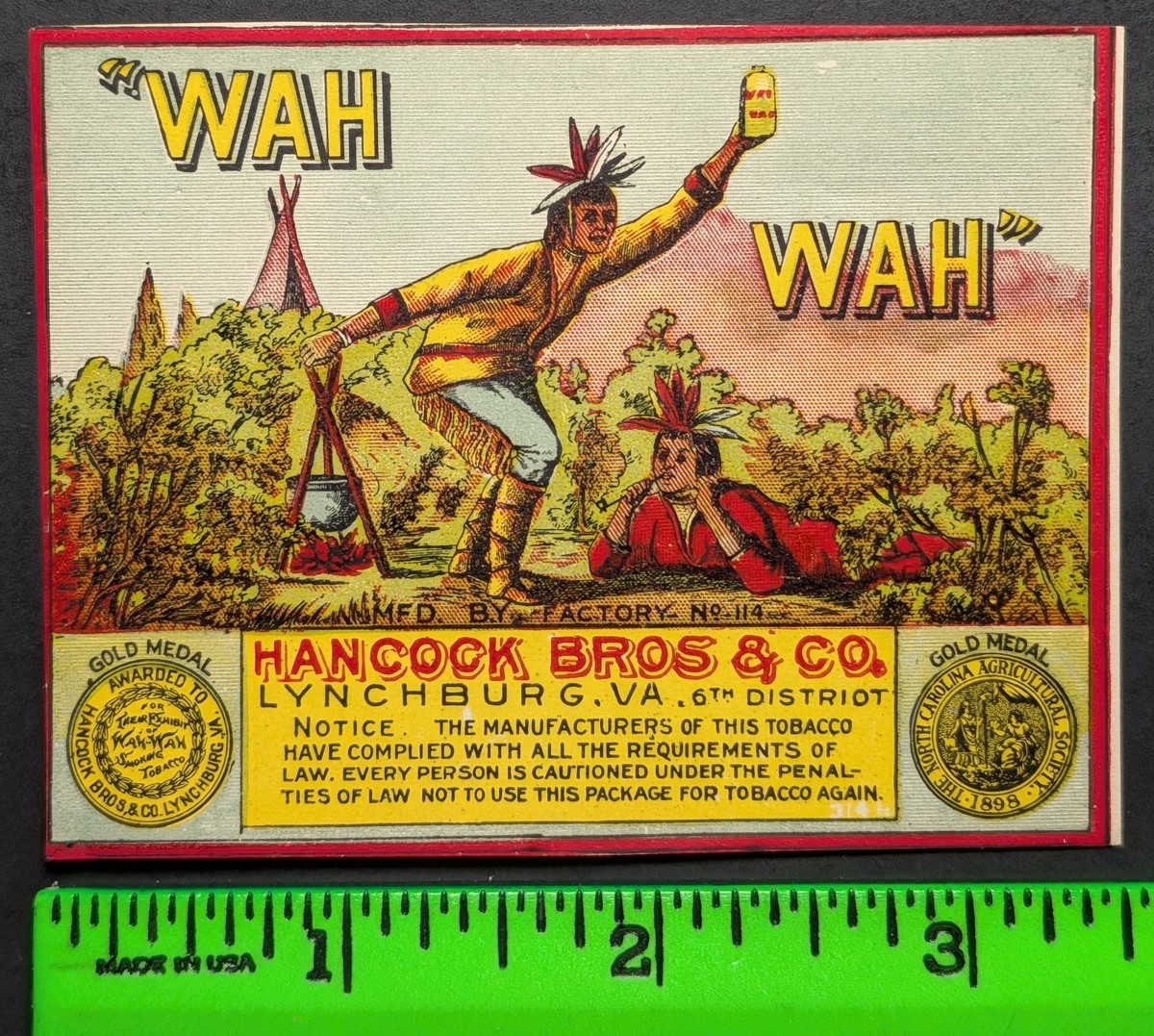 lynchburg tobacco Vintage Wah Wah Native American Tobacco Lynchburg VA Label