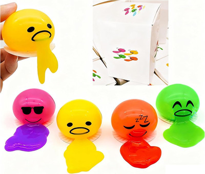 Vomiting Egg Slime Toy - Funny Prank Squeeze Stress Ball Puking Yolk, Novelty Fi