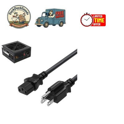3 Prong AC Power Cord for Thermaltake, Corsair & Cooler Master PSUs - 5FT