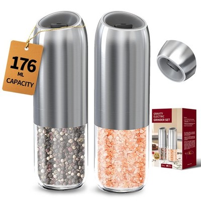 CIRCLE JOY Gravity Electric Salt and Pepper Grinder Set Battery Silver
