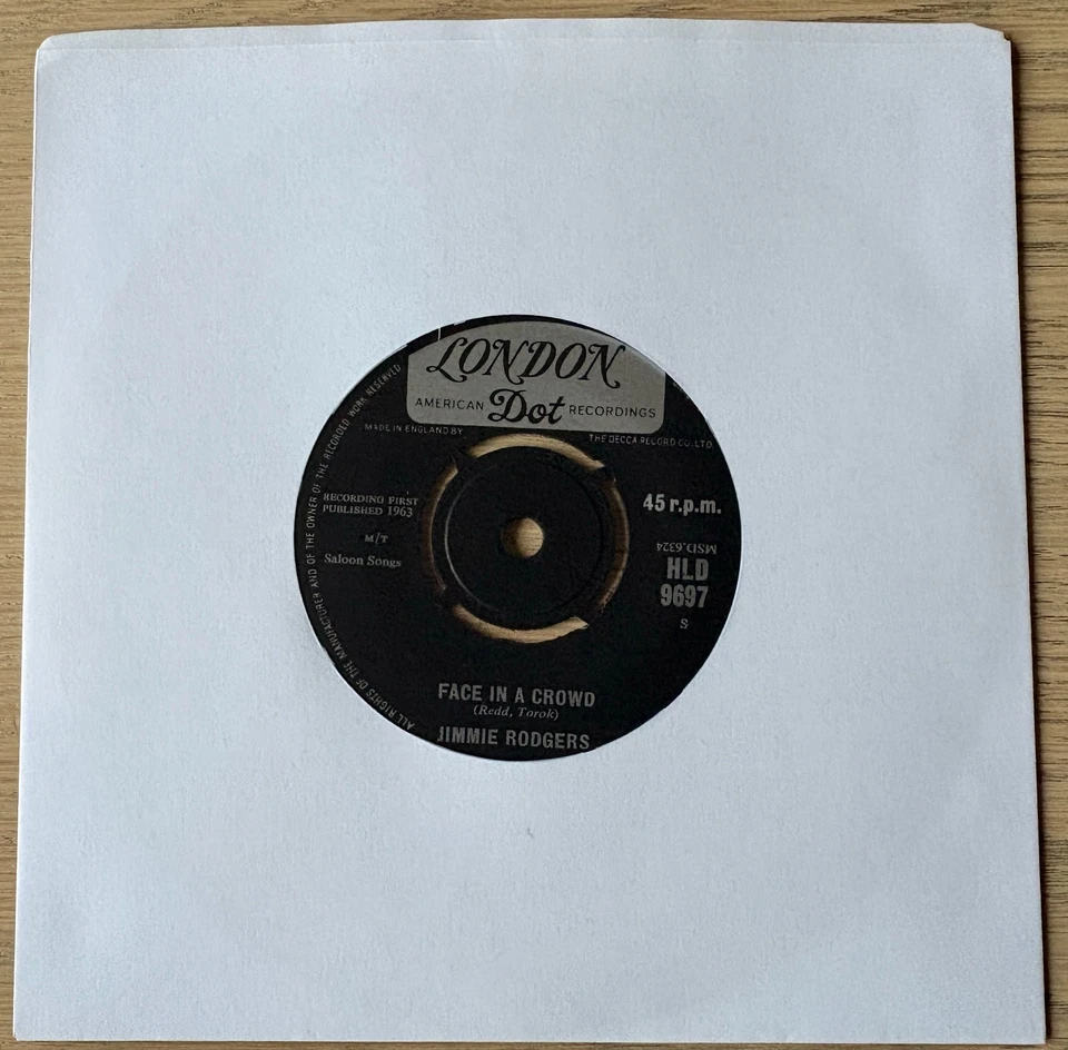 JIMMIE RODGERS FACE IN A CROWD 7" LONDON (1963) NR MINT MINUS POP ENGLAND - Image 2 of 3