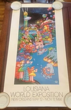 Vintage LOUISIANA World ExposItion Fair Poster 1984,  New Orleans -  22"x42"