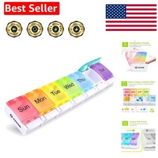 Weekly Pill Organizer Arthritis Friendly, BPA Free Travel 7 Day Pill Box Case...