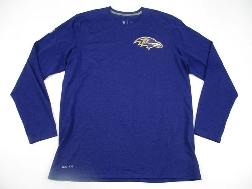 Mens Large Baltimore Ravens Shirt Nike Dri Fit Long Sleeve Onfield purple