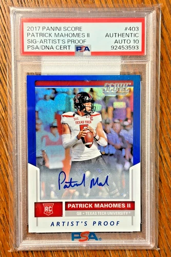 😲2017 Patrick Mahomes Rookie RC Score ARTIST PROOF #/35 AUTO PSA 10 RARE BLUE