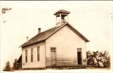 RPPC 1911 One Room Schoolhouse Bell Tower Michigan Strongs Sherman