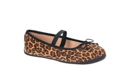 Wonder Nation Bow Ballet Flat Girl's 9 Toddlers Brown Leopard Print Dress Shoes