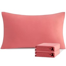 King Pillowcase Set - 2 Pack Brushed Microfiber King 20" x 36" Coral Pink