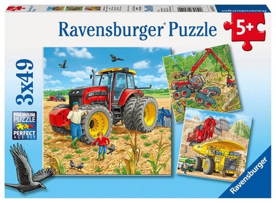 Große Maschinen. Puzzle 3 x 49 Teile | Bayer Design | Deutsch | Spiel | Puzzle