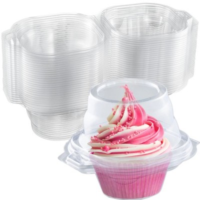 Individual Cupcake Containers (100 Pack) | Clear Plastic Disposable Cupcake Boxe