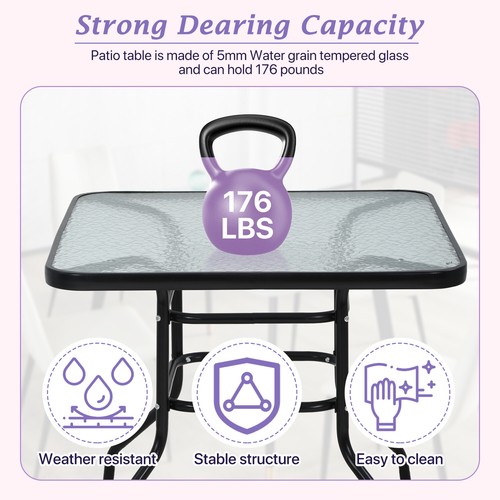 Outdoor Esszimmer quadratisch Terrasse Bistro Hartglas Tischplatte mit Schirmloch - Bild 5 von 10