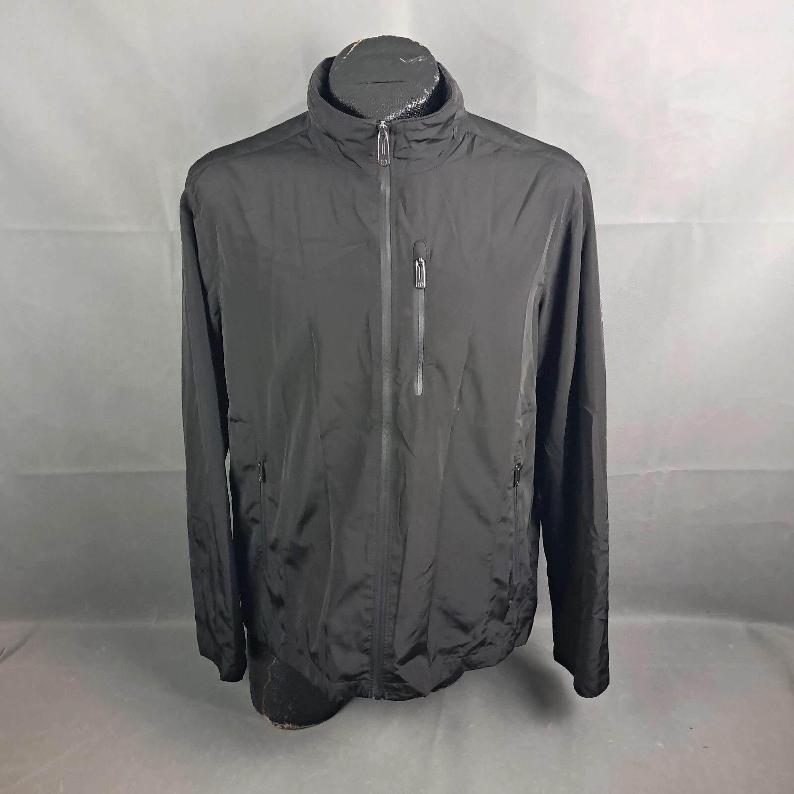 Tumi Tech Jacket Size XL Mens Black Full Zip Windbreaker Outdoor Lightweight