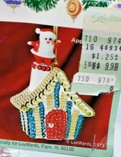 LeeWards SANTA'S HOUSE Vintage Boutique Sequin Bead Christmas Ornament Kit NOS