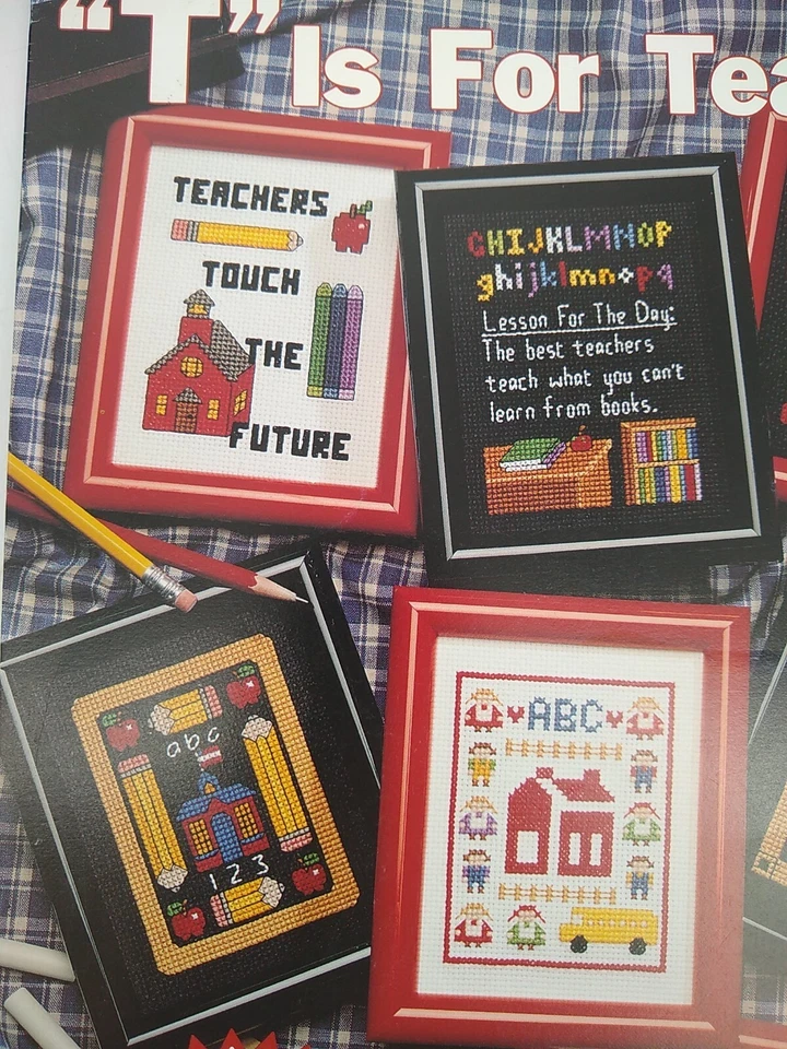 VTG 1993 "T" Is For Teacher Leisure Arts Counted Cross Stitch Pattern Booklet - Image 2 of 4