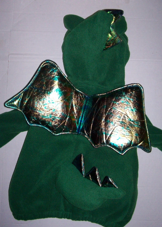 ANTIGUO DISFRAZ DRAGÓN VERDE MARINO 12 18 24 meses 2 piezas Cálido Vellón Halloween Foto 3 de 4