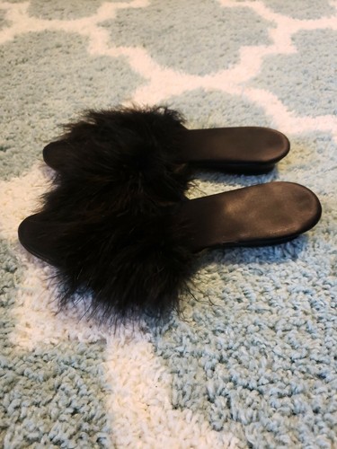 Sexy Zapatillas De Colección Años 50 Chandler's Marabou Pluma Avestruz Negro Satén 6 7 - Imagen 2 de 7